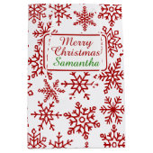 Festliche Schneeflocke Weißes Weihnachtsfest Mittlere Geschenktüte (Vorderseite)