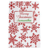 Festliche Schneeflocke Weißes Weihnachtsfest Mittlere Geschenktüte (Rückseite)