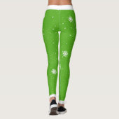 Festliche Schneeflocken auf LICHT GRÜNEN Leggings (Rückseite)