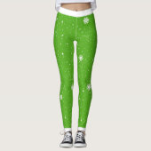 Festliche Schneeflocken auf LICHT GRÜNEN Leggings (Vorderseite)
