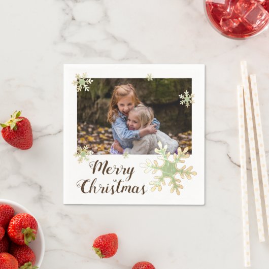 Festliche Schneeflocken Frohe Weihnachtsfeiertage Serviette (Beispiel)