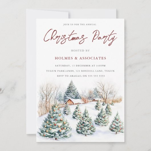 Festliche Schneekabinen & Party der Bäume Einladung (Vorderseite)