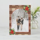 Festliche Schokolade Buffalo Karierte Blumenweihna Feiertagskarte (Stehend Vorderseite)