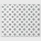 Festliche Schwarz-Weiß-Schneeflocken Weihnachten Geschenkpapier (Flach)