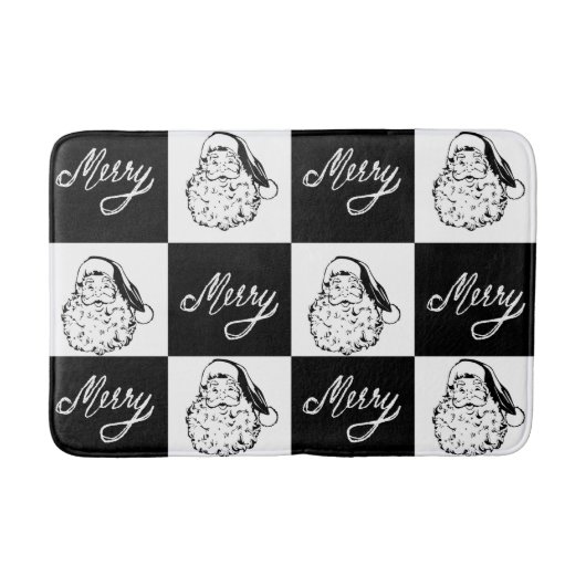 Festliche Schwarz-weiße Vintage Weihnachtsfeiertag Badematte (Vorderseite)