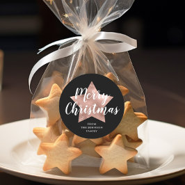 Festliche schwarze Frohe Weihnachten Runder Aufkleber