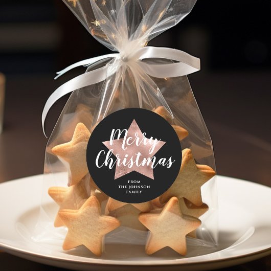 Festliche schwarze Frohe Weihnachten Runder Aufkleber