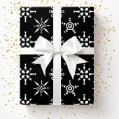 Festliche Schwarze Winter Snowflake Muster Weihnac Geschenkpapier
