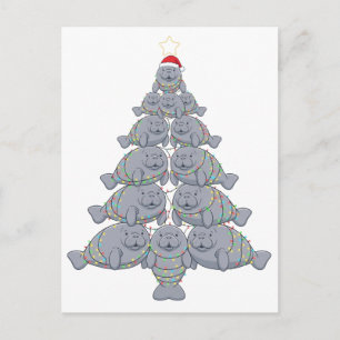 Festliche Seekuh-Weihnachtsbaum mit magischem Ozea Feiertagspostkarte