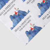 Festliche Seelöwen Meer in Grüße Wasserfarbe Seidenpapier (Detail)