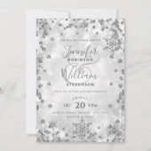 Festliche Silver SPARKLE Hochzeit im Winter Einladung (Vorderseite)