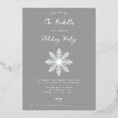 Festliche Snowflake Weihnachtsfeier Folieneinladung (Vorderseite)