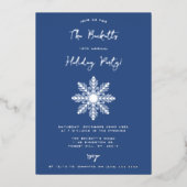 Festliche Snowflake Weihnachtsfeier Folieneinladung (Vorderseite)