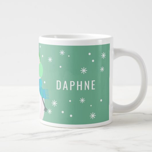 Festliche Snowman Snowflake Weihnachten Personalis Jumbo-Tasse (Rechts)