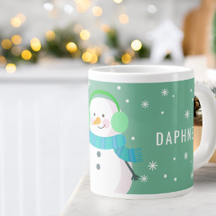 Festliche Snowman Snowflake Weihnachten Personalis Jumbo-Tasse