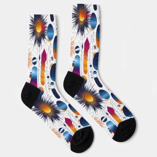 Festliche Spark Burst Socken mit glänzenden Formen (Rechts)