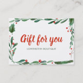 Festliche Stechpalme verlässt Geschenk-Zertifikat Rabattkarte (Vorderseite)