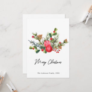 Festliche Stechpalmen-Beeren-Weihnachtsgrußkarte Einladung
