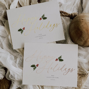 Festliche Stechpalmenfolie-Feiertagskarte Folien Feiertagspostkarte