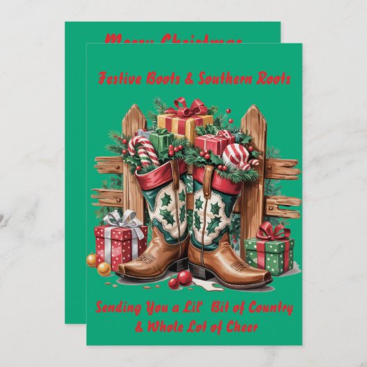 Festliche Stiefel Feiertagskarte (Vorne/Hinten)