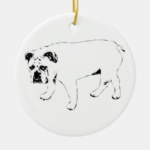 Festliche Stimmung, Bulldogge Baumschmuck Keramik Ornament