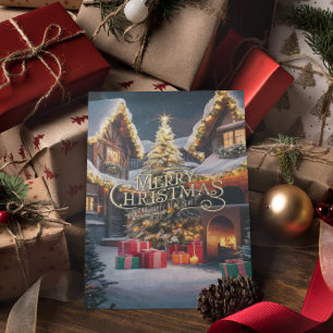 Festliche Stimmung: Geschenke schmücken ein Haus Postkarte