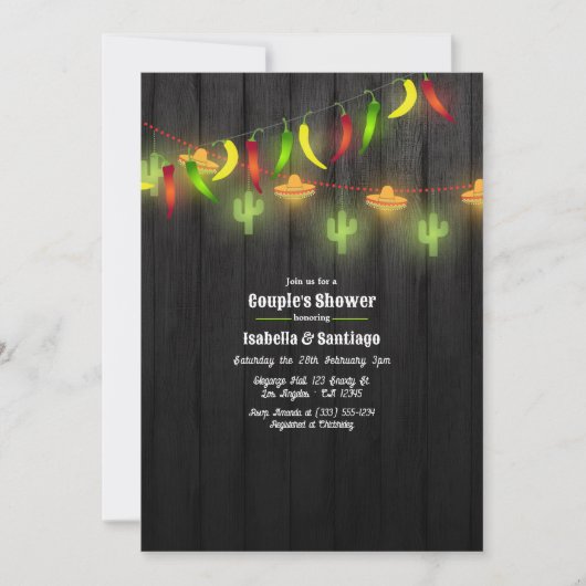 Festliche Streichellichtdusche Fiesta Couple Einladung (Vorderseite)