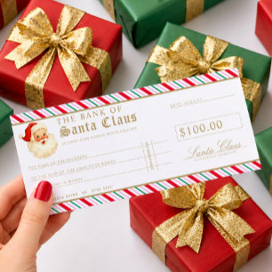 Festliche Streifen-Santa-Scheck-Geschenkgutschein- Einladung