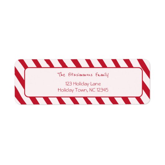 Festliche Streifen-Weihnachts-Rücksendeadresse (Vorne)
