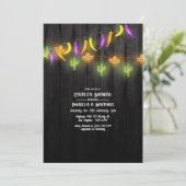Festliche String Lights Fiesta Paare Dusche Einladung (Stehend Vorderseite)