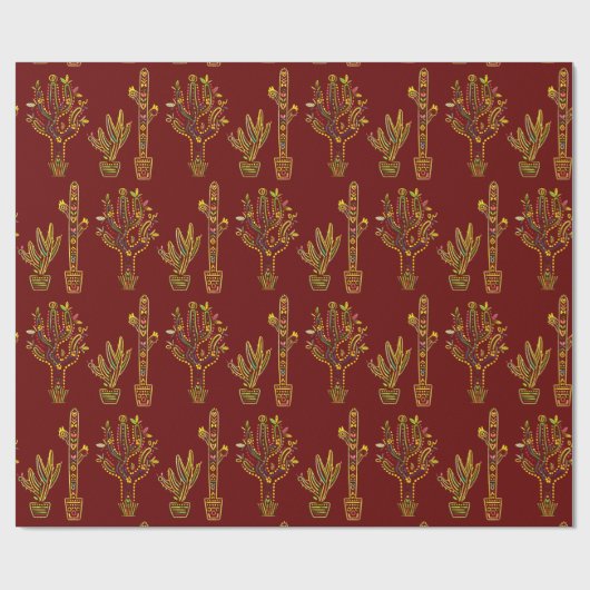 Festliche südwestliche Kaktus-Pflanze Geschenkpapier (Flach)