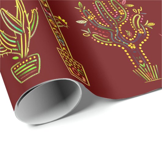 Festliche südwestliche Kaktus-Pflanze Geschenkpapier (Rolleneckpunkt)