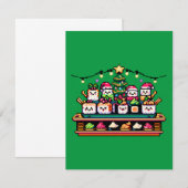 Festliche Sushi Weihnachtsbaum - Niedliche Pixel A Einladung (Vorne/Hinten)