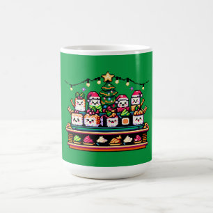 Festliche Sushi Weihnachtsbaum - Niedliche Pixel A Kaffeetasse