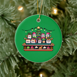 Festliche Sushi Weihnachtsbaum - Niedliche Pixel A Keramik Ornament