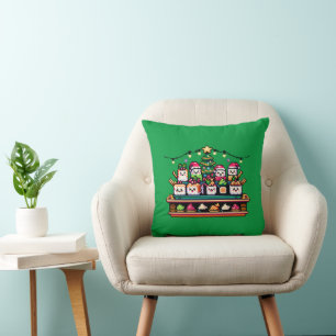 Festliche Sushi Weihnachtsbaum - Niedliche Pixel A Kissen