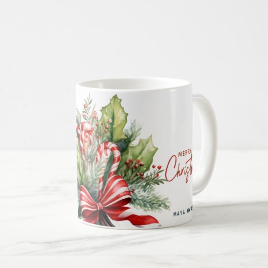 Festliche süße Candy Canes Custom Weihnachten Kaffeetasse (VorderseiteRechts)
