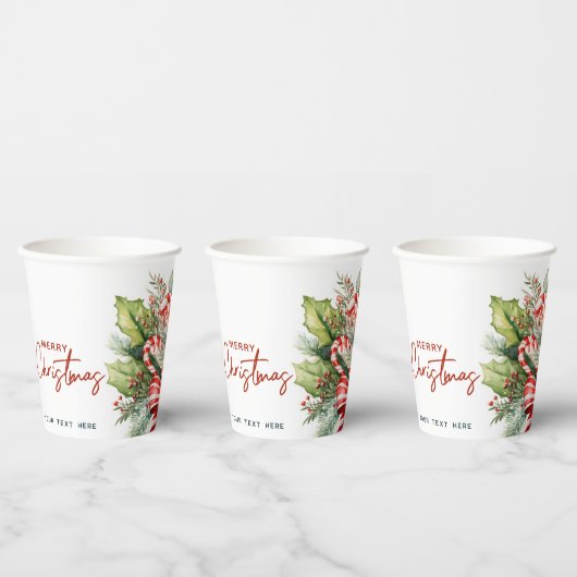 Festliche süße Candy Canes Frohe Weihnachten Custo Pappbecher (Multi)