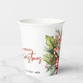 Festliche süße Candy Canes Frohe Weihnachten Custo Pappbecher (Vorderseite)