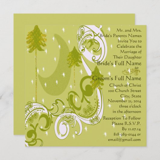 Festliche Swirl Moon Tree Square Einladung zur Hoc (Vorne/Hinten)