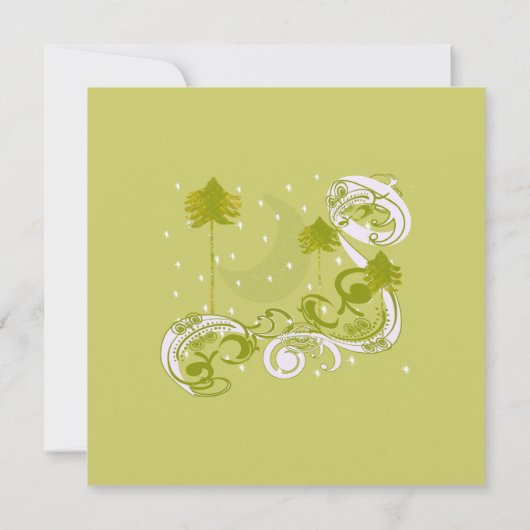 Festliche Swirl Moon Tree Square Einladung zur Hoc (Rückseite)