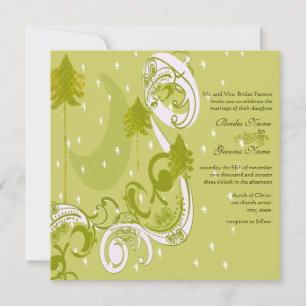 Festliche Swirl Moon Tree Square Einladung zur Hoc