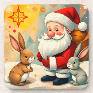 Festliche Szene des Weihnachtsmanns mit niedlichen Getränkeuntersetzer