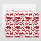Festliche Tabby-Katze Weihnachtsmuster Feiertagskarte (Vorne/Hinten)