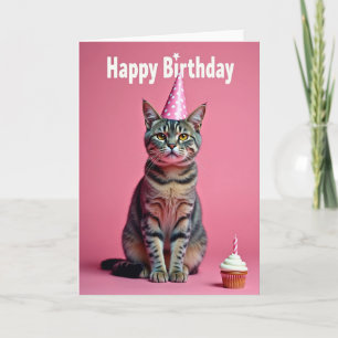 Festliche Tabby-Katzen-Geburtstagskarte Karte