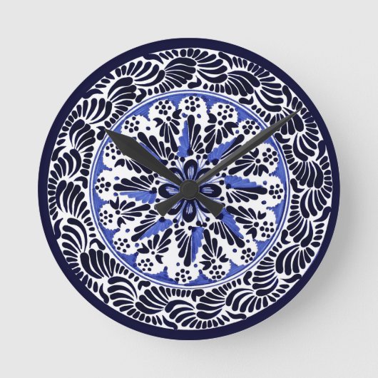 Festliche Talavera Cuatro Runde Wanduhr (Vorderseite)