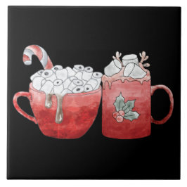 Festliche Tasse mit Marshmallows Fliese