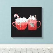Festliche Tasse mit Marshmallows Leinwanddruck (Insitu (Holzboden))