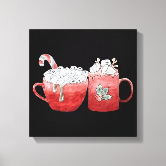 Festliche Tasse mit Marshmallows Leinwanddruck (Vorderseite)
