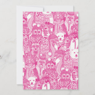 festliche Tiere rosa Feiertagskarte